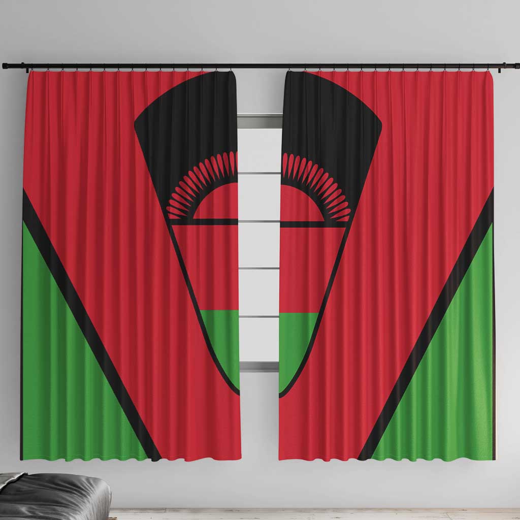 Malawi Flag Window Curtain Colors Blended with National Emblem - Symbolic Design