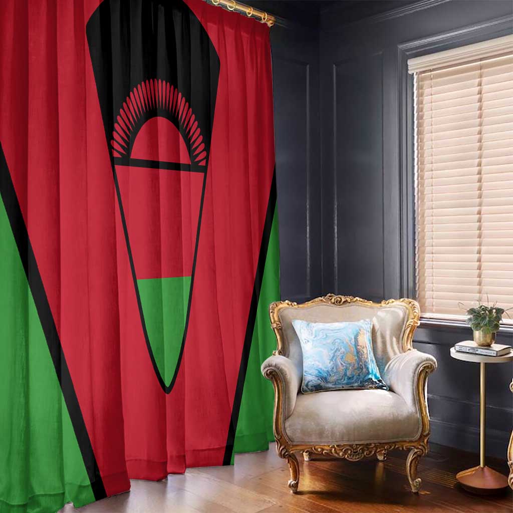 Malawi Flag Window Curtain Colors Blended with National Emblem - Symbolic Design