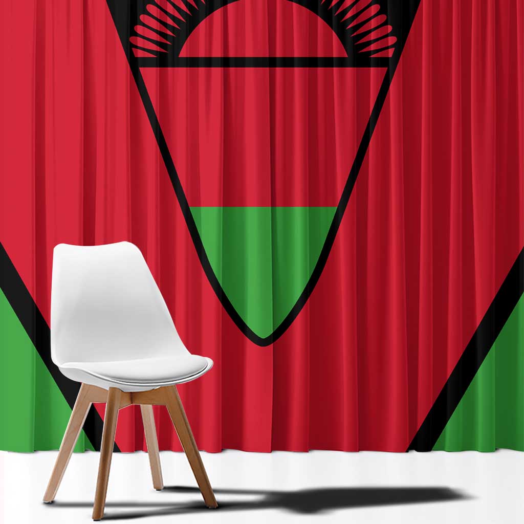 Malawi Flag Window Curtain Colors Blended with National Emblem - Symbolic Design