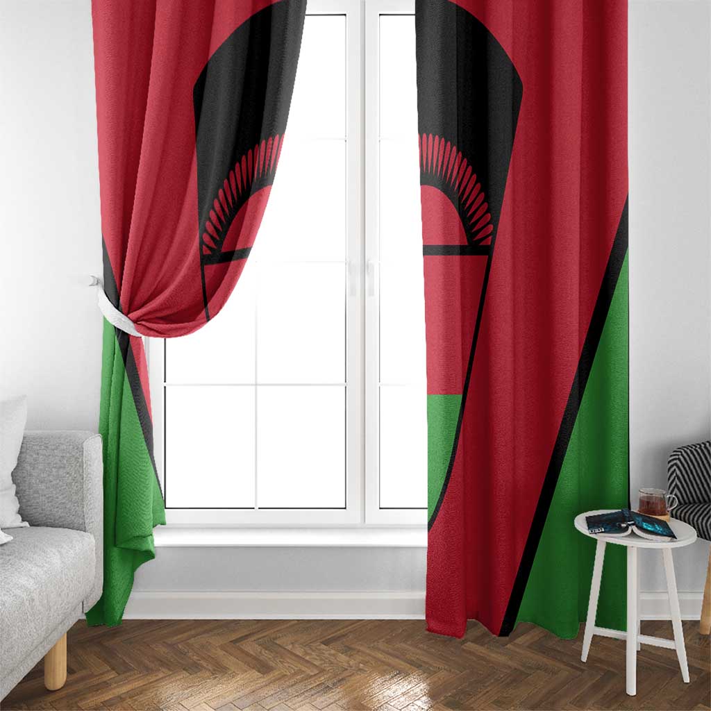 Malawi Flag Window Curtain Colors Blended with National Emblem - Symbolic Design