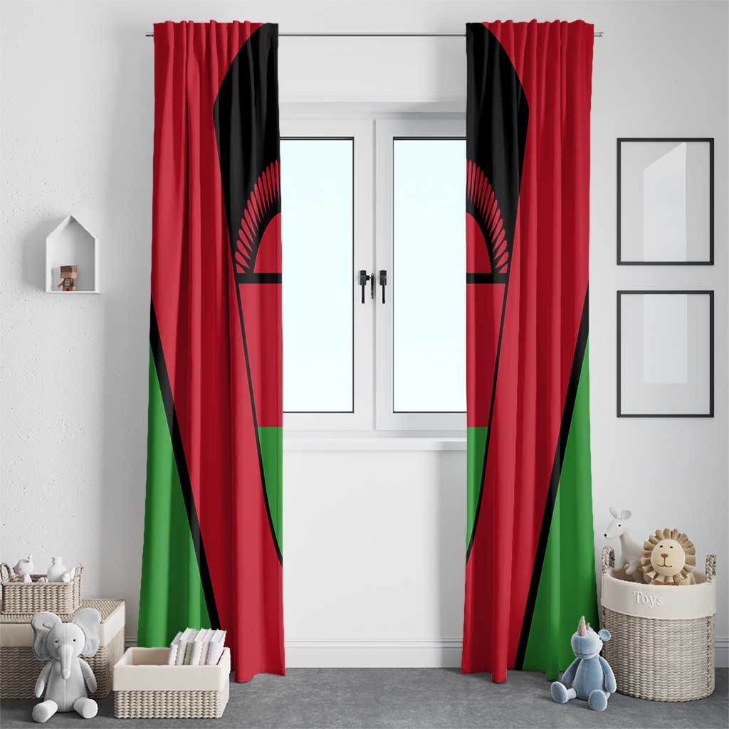 Malawi Flag Window Curtain Colors Blended with National Emblem - Symbolic Design