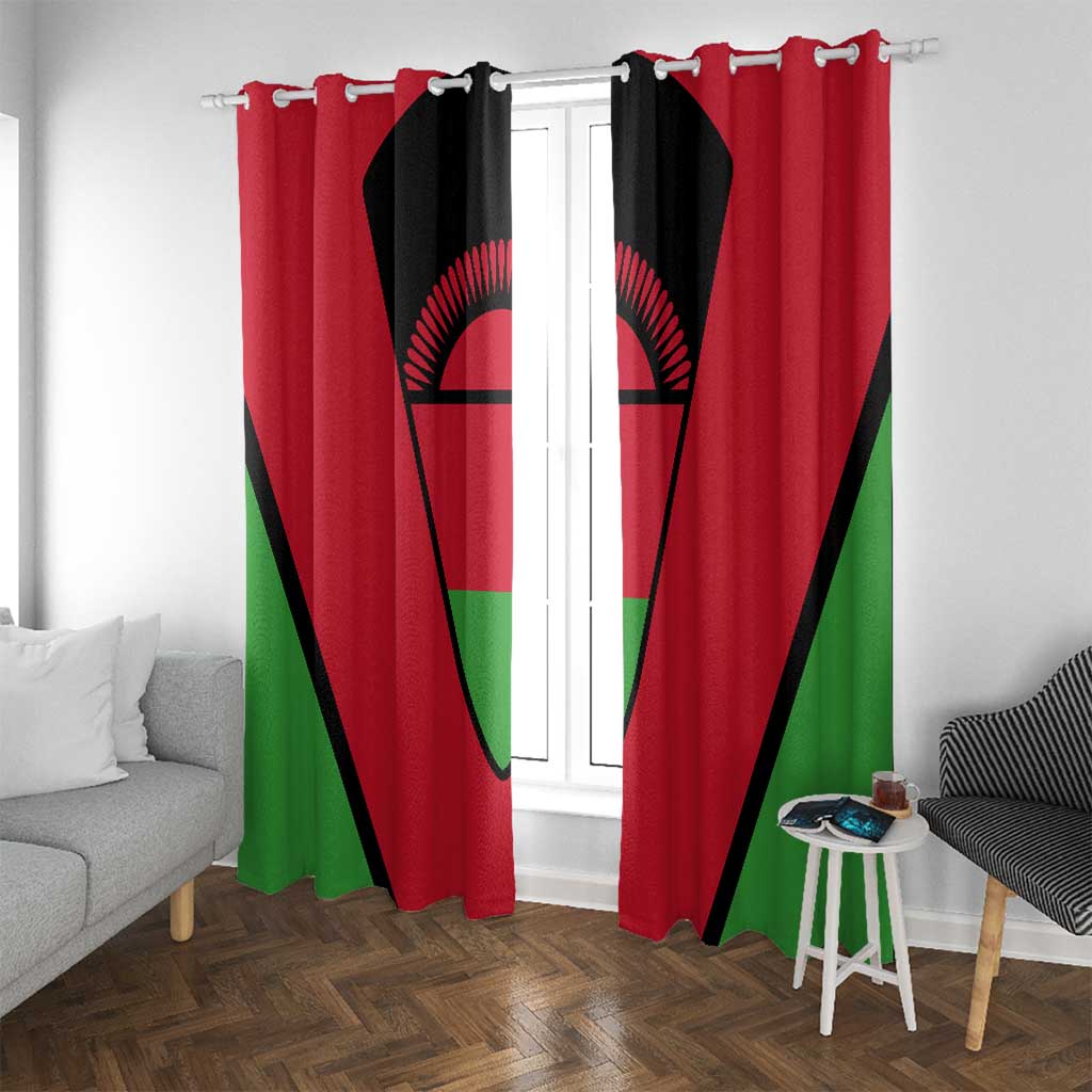 Malawi Flag Window Curtain Colors Blended with National Emblem - Symbolic Design