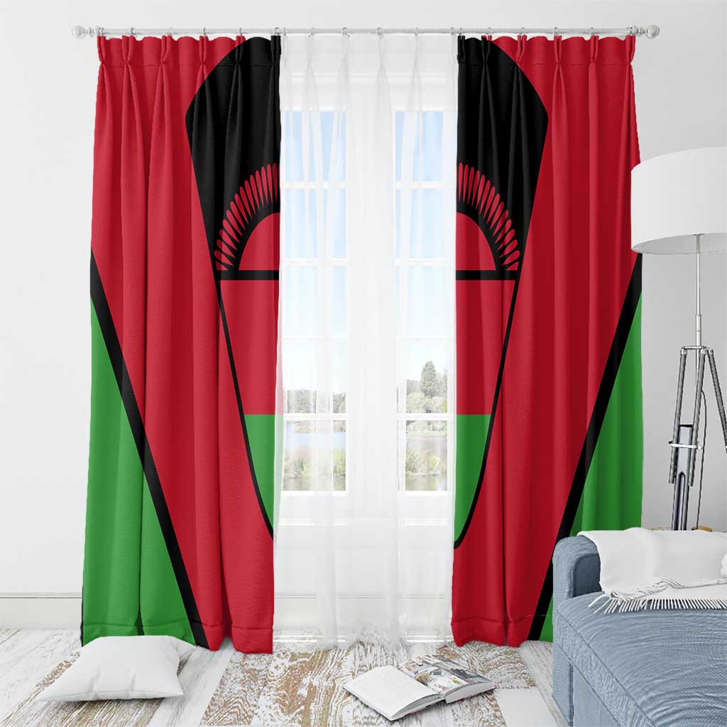 Malawi Flag Window Curtain Colors Blended with National Emblem - Symbolic Design