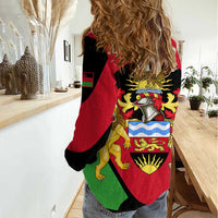 Malawi Flag Women Casual Shirt Colors Blended with National Emblem - Symbolic Design