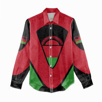Malawi Flag Women Casual Shirt Colors Blended with National Emblem - Symbolic Design