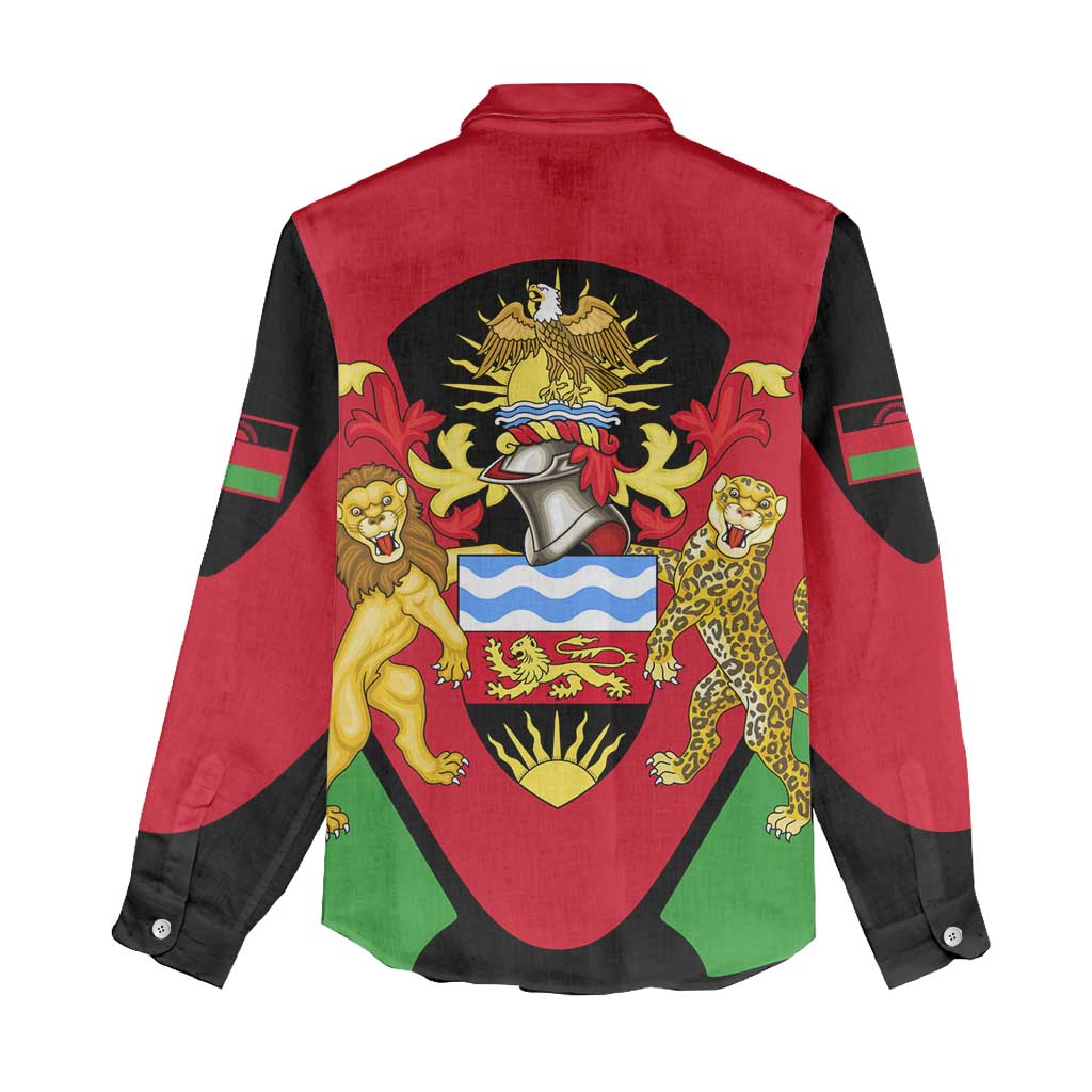 Malawi Flag Women Casual Shirt Colors Blended with National Emblem - Symbolic Design