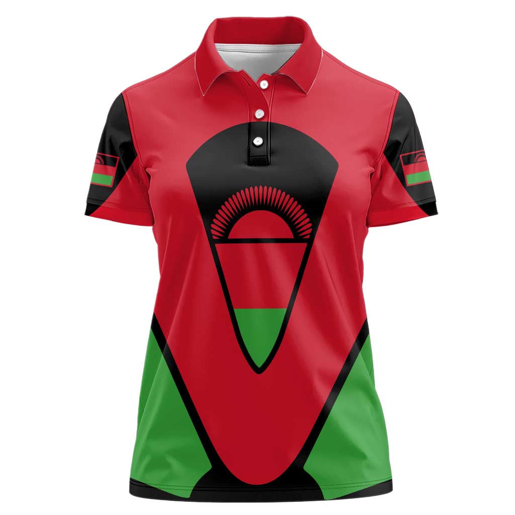 Malawi Flag Women Polo Shirt Colors Blended with National Emblem - Symbolic Design