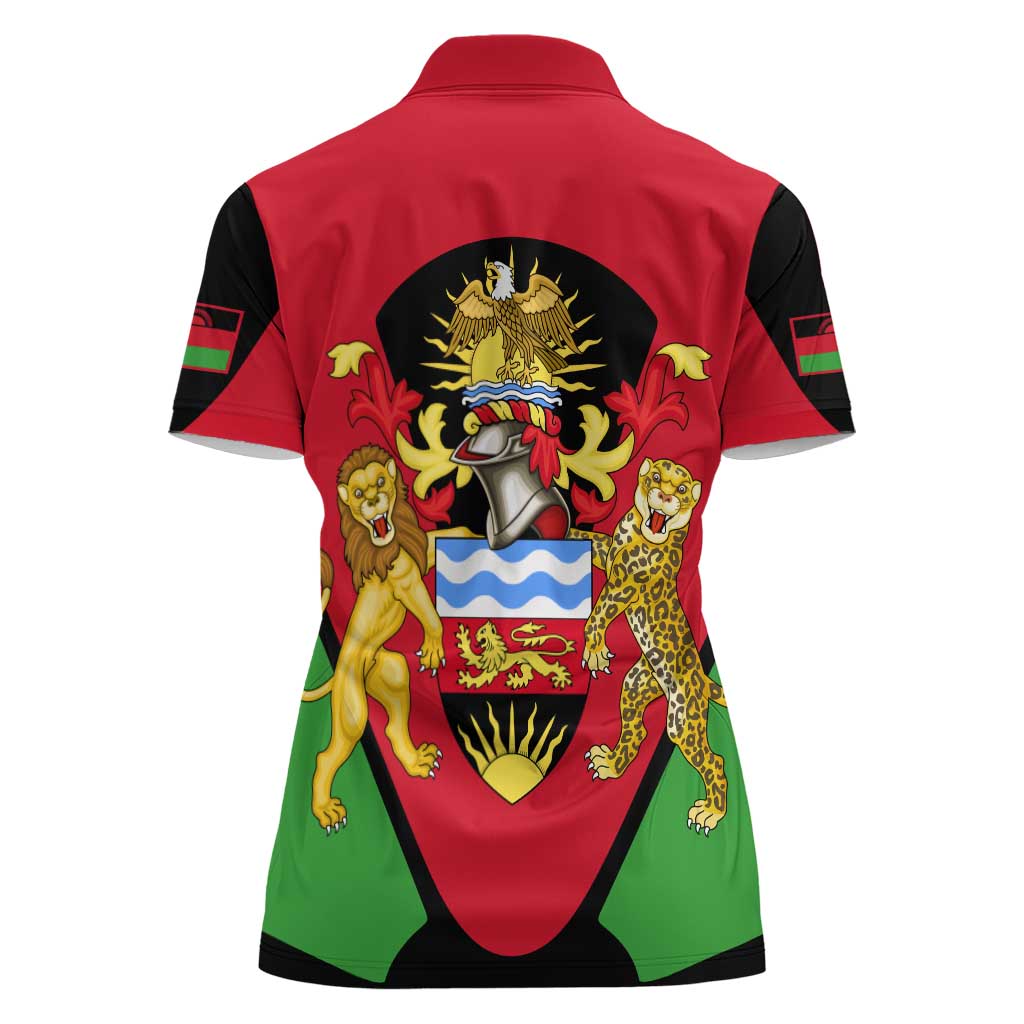 Malawi Flag Women Polo Shirt Colors Blended with National Emblem - Symbolic Design