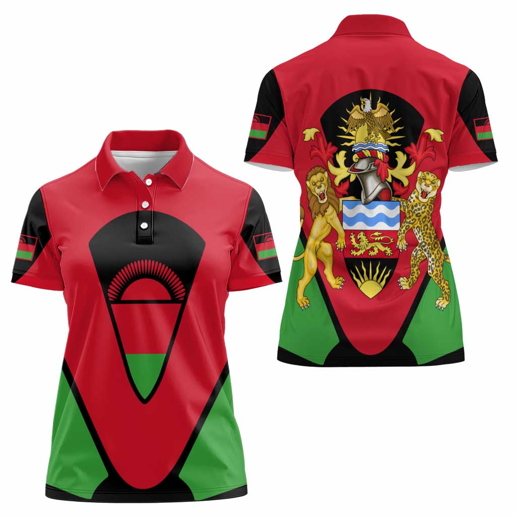 Malawi Flag Women Polo Shirt Colors Blended with National Emblem - Symbolic Design