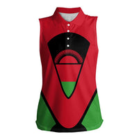 Malawi Flag Women Sleeveless Polo Shirt Colors Blended with National Emblem - Symbolic Design