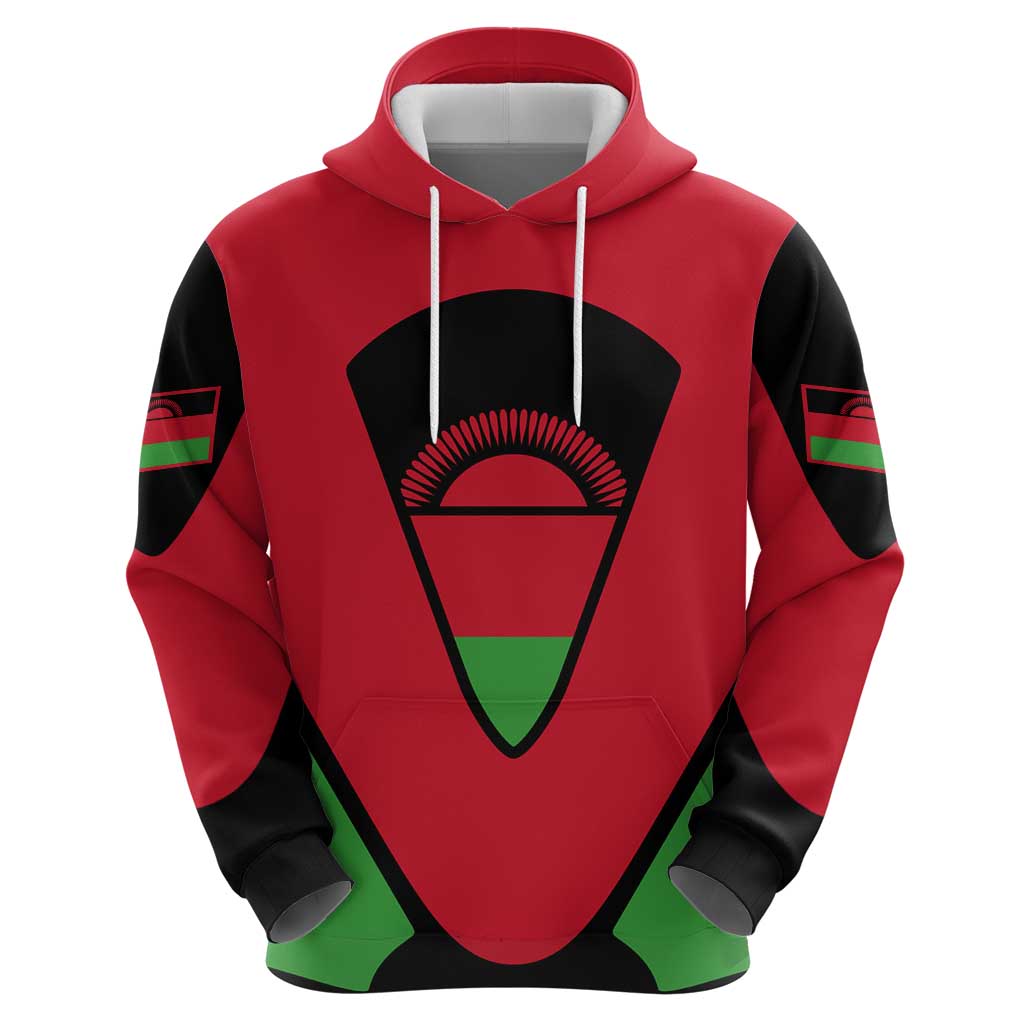 Malawi Flag Zip Hoodie Colors Blended with National Emblem - Symbolic Design