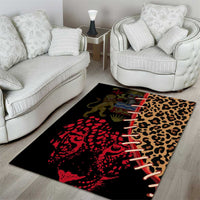 Malawi Area Rug Coat of Arms & Leopard Print - Unique Motif Fusion
