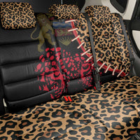 Malawi Back Car Seat Cover Coat of Arms & Leopard Print - Unique Motif Fusion