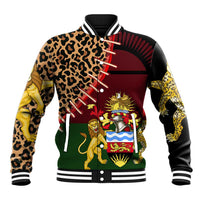 Malawi Baseball Jacket Coat of Arms & Leopard Print - Unique Motif Fusion