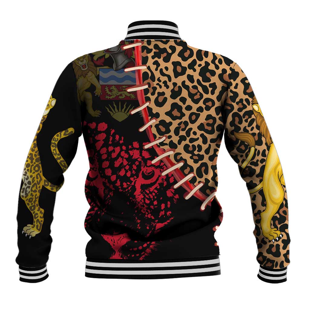 Malawi Baseball Jacket Coat of Arms & Leopard Print - Unique Motif Fusion
