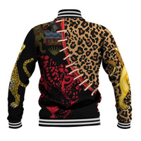 Malawi Baseball Jacket Coat of Arms & Leopard Print - Unique Motif Fusion