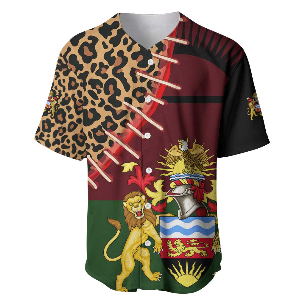 Malawi Baseball Jersey Coat of Arms & Leopard Print - Unique Motif Fusion