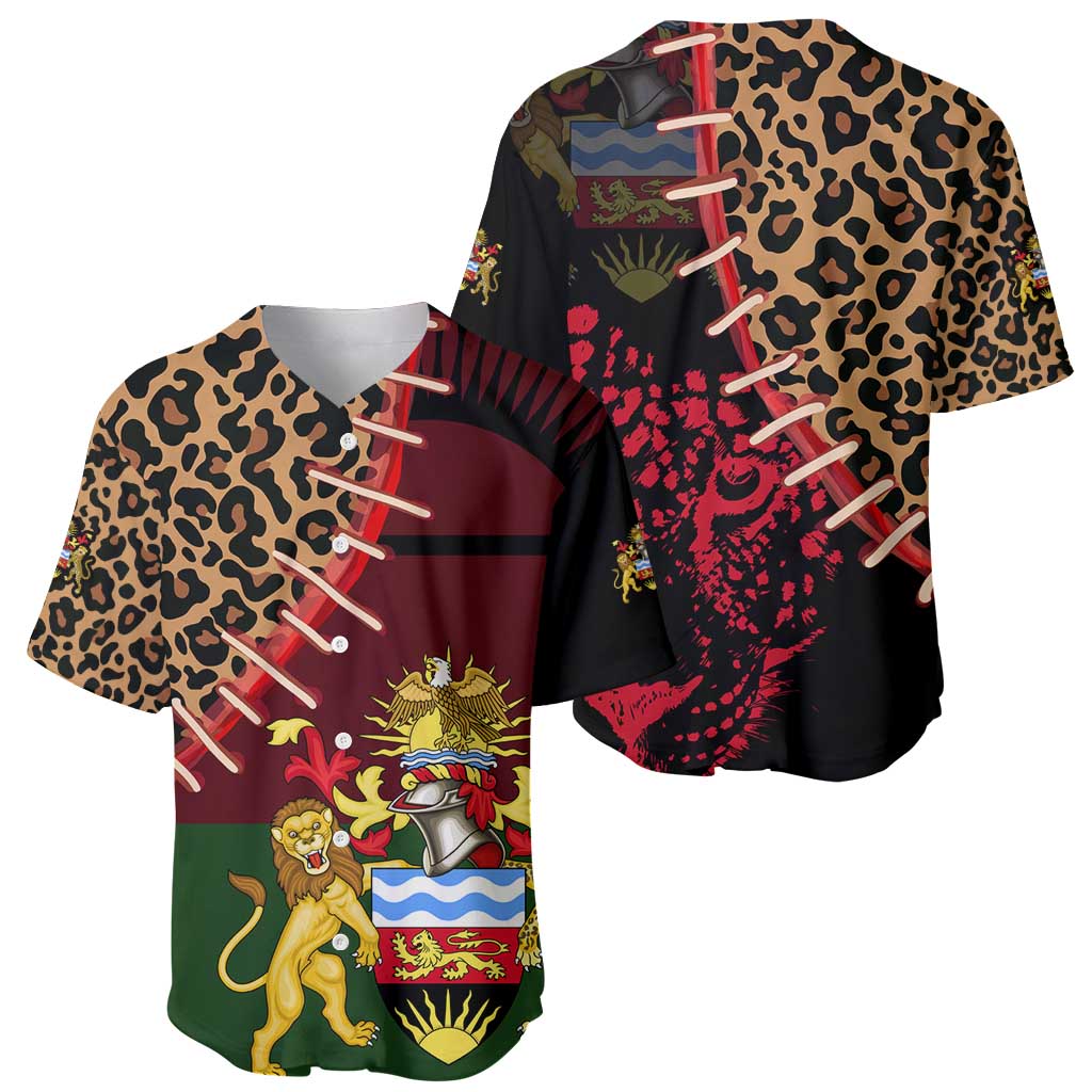Malawi Baseball Jersey Coat of Arms & Leopard Print - Unique Motif Fusion