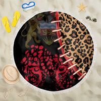 Malawi Beach Blanket Coat of Arms & Leopard Print - Unique Motif Fusion