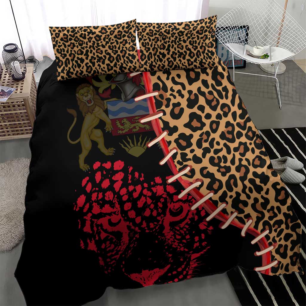 Malawi Bedding Set Coat of Arms & Leopard Print - Unique Motif Fusion