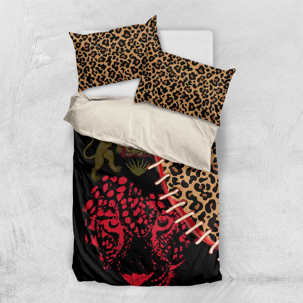 Malawi Bedding Set Coat of Arms & Leopard Print - Unique Motif Fusion