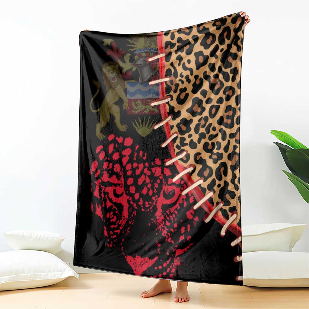 Malawi Blanket Coat of Arms & Leopard Print - Unique Motif Fusion