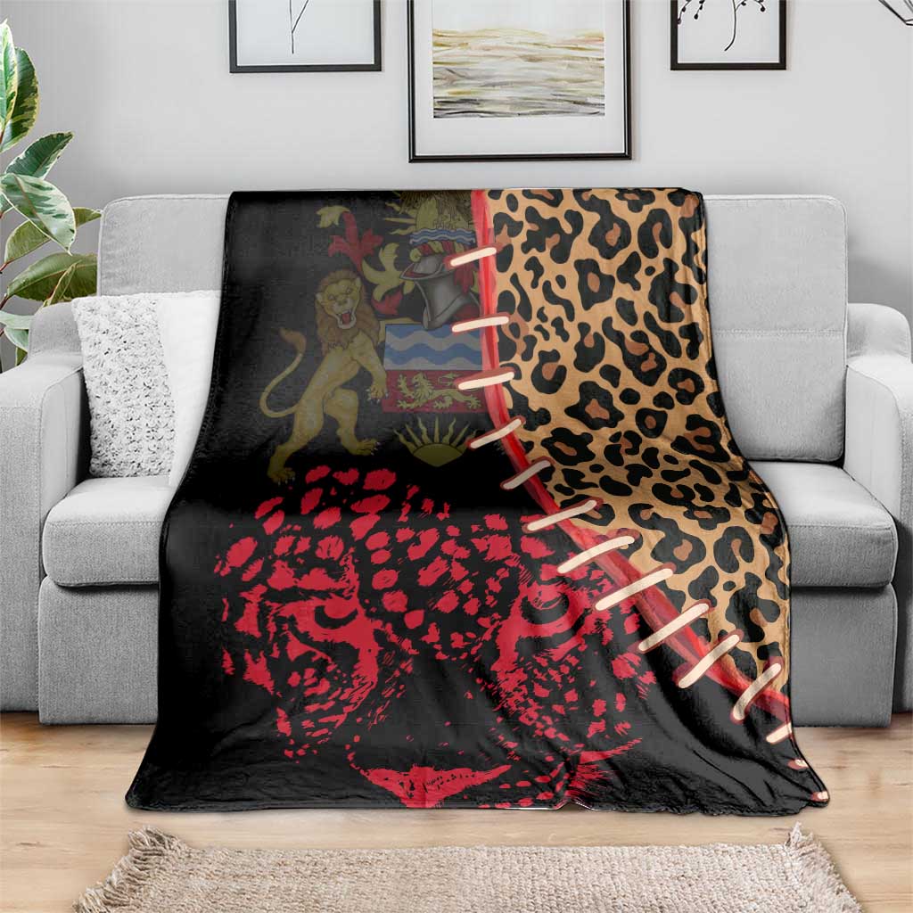 Malawi Blanket Coat of Arms & Leopard Print - Unique Motif Fusion