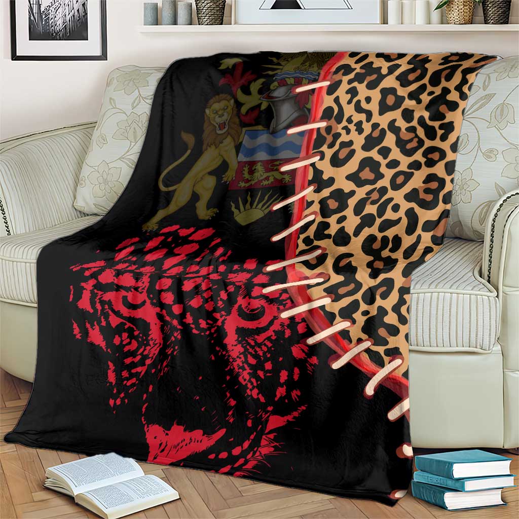 Malawi Blanket Coat of Arms & Leopard Print - Unique Motif Fusion