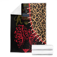 Malawi Blanket Coat of Arms & Leopard Print - Unique Motif Fusion