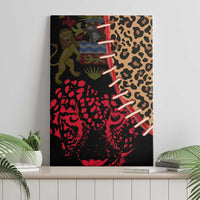 Malawi Canvas Wall Art Coat of Arms & Leopard Print - Unique Motif Fusion