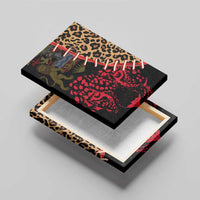 Malawi Canvas Wall Art Coat of Arms & Leopard Print - Unique Motif Fusion