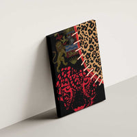 Malawi Canvas Wall Art Coat of Arms & Leopard Print - Unique Motif Fusion