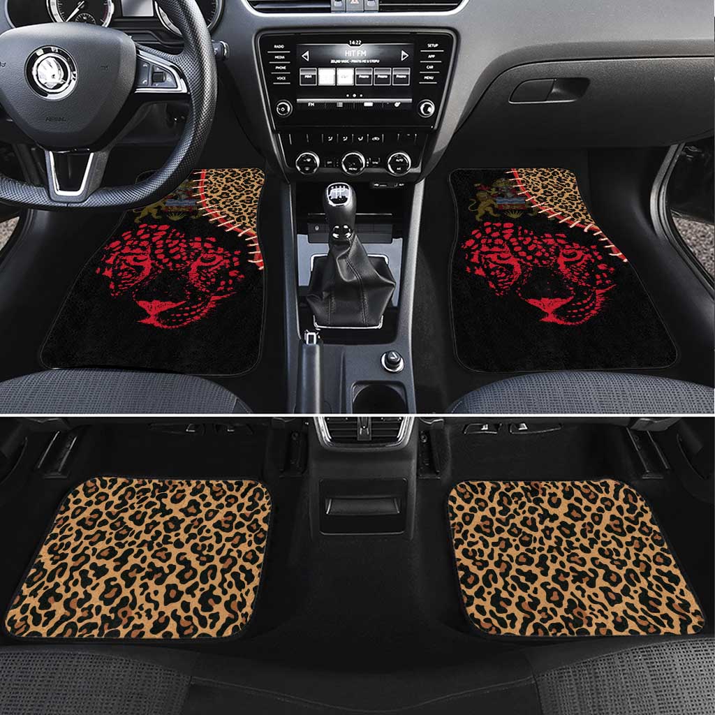 Malawi Car Mats Coat of Arms & Leopard Print - Unique Motif Fusion
