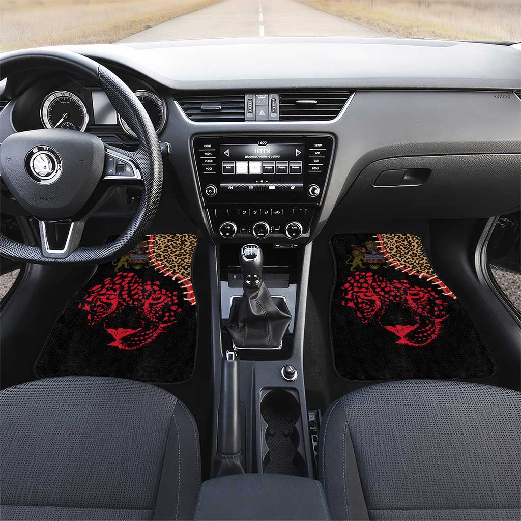 Malawi Car Mats Coat of Arms & Leopard Print - Unique Motif Fusion