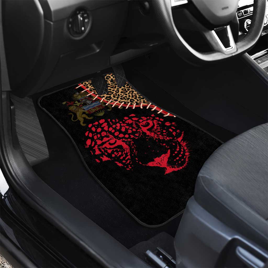 Malawi Car Mats Coat of Arms & Leopard Print - Unique Motif Fusion