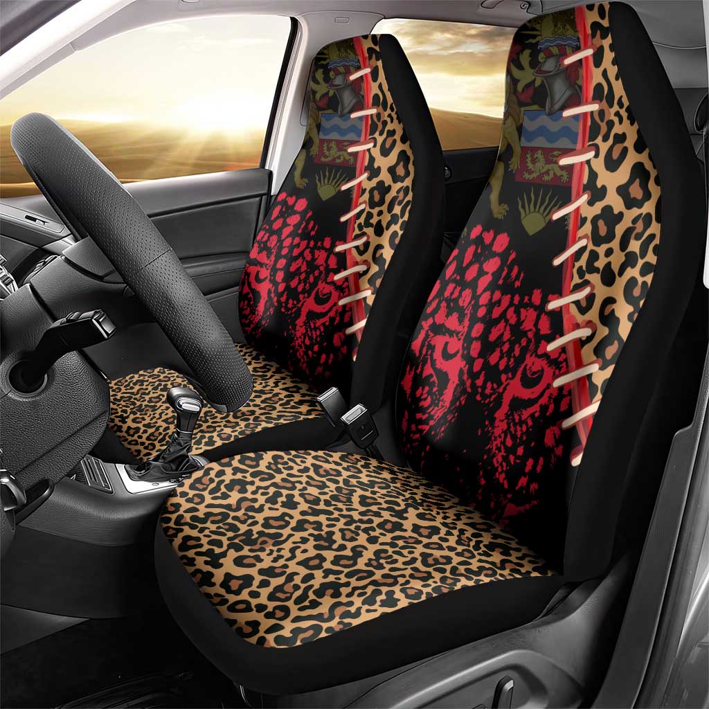 Malawi Car Seat Cover Coat of Arms & Leopard Print - Unique Motif Fusion