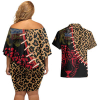 Malawi Couples Matching Off Shoulder Short Dress and Hawaiian Shirt Coat of Arms & Leopard Print - Unique Motif Fusion