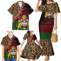 Malawi Family Matching Mermaid Dress and Hawaiian Shirt Coat of Arms & Leopard Print - Unique Motif Fusion