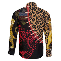 Malawi Family Matching Off The Shoulder Long Sleeve Dress and Hawaiian Shirt Coat of Arms & Leopard Print - Unique Motif Fusion