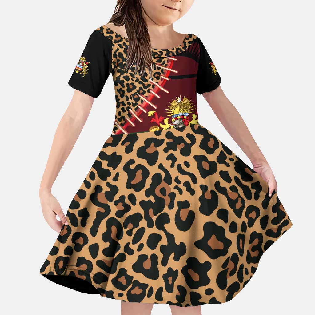 Malawi Family Matching Off Shoulder Maxi Dress and Hawaiian Shirt Coat of Arms & Leopard Print - Unique Motif Fusion