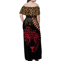 Malawi Family Matching Off Shoulder Maxi Dress and Hawaiian Shirt Coat of Arms & Leopard Print - Unique Motif Fusion