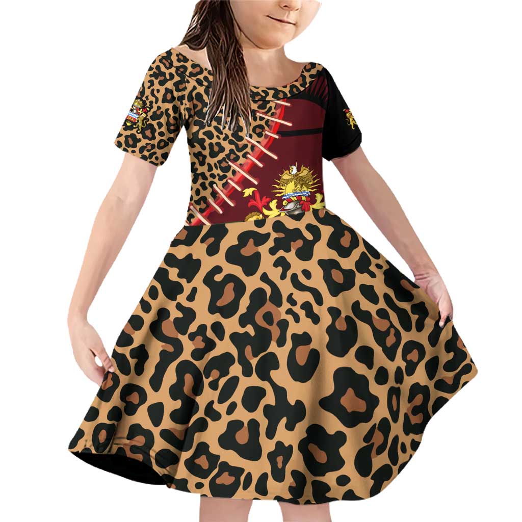Malawi Family Matching Off Shoulder Short Dress and Hawaiian Shirt Coat of Arms & Leopard Print - Unique Motif Fusion