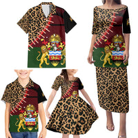 Malawi Family Matching Puletasi and Hawaiian Shirt Coat of Arms & Leopard Print - Unique Motif Fusion