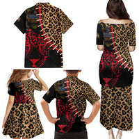 Malawi Family Matching Puletasi and Hawaiian Shirt Coat of Arms & Leopard Print - Unique Motif Fusion