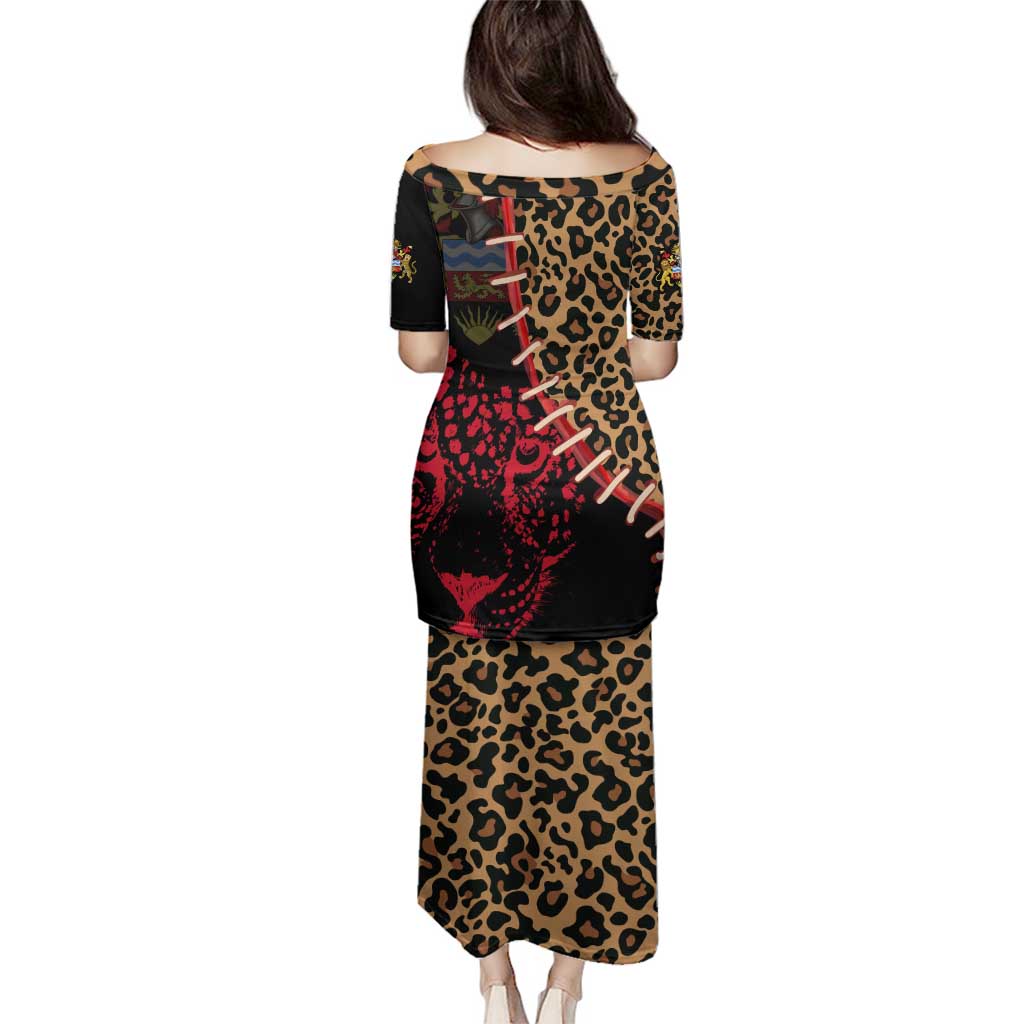 Malawi Family Matching Puletasi and Hawaiian Shirt Coat of Arms & Leopard Print - Unique Motif Fusion