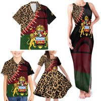 Malawi Family Matching Tank Maxi Dress and Hawaiian Shirt Coat of Arms & Leopard Print - Unique Motif Fusion