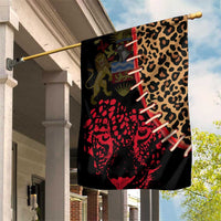 Malawi Garden Flag Coat of Arms & Leopard Print - Unique Motif Fusion