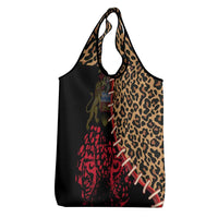 Malawi Grocery Bag Coat of Arms & Leopard Print - Unique Motif Fusion