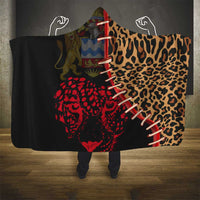 Malawi Hooded Blanket Coat of Arms & Leopard Print - Unique Motif Fusion