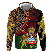 Malawi Hoodie Coat of Arms & Leopard Print - Unique Motif Fusion